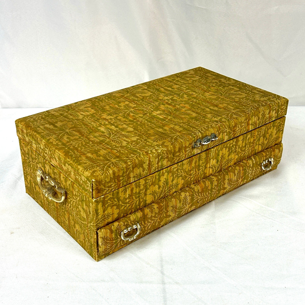 Vintage Lady Buxton Jewelry Box Organizer Burnt Orange Velvet Lined w/ Drawer